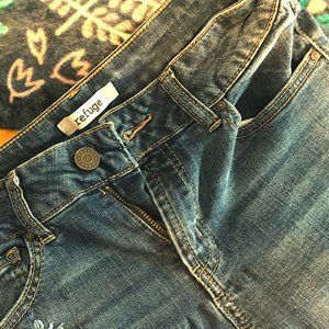 refuge Dark Wash Distressed Skinny Jeans